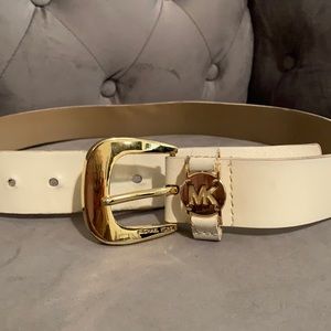 Cream leather belt